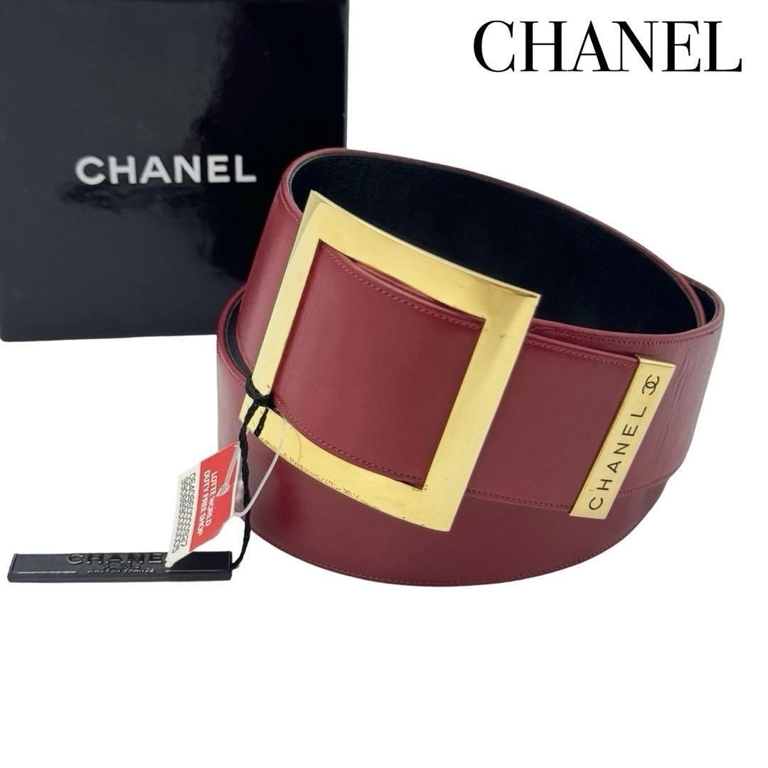 CHANEL シャネル ココマーク ゴールドバックル レザー ベルト レッド レディース