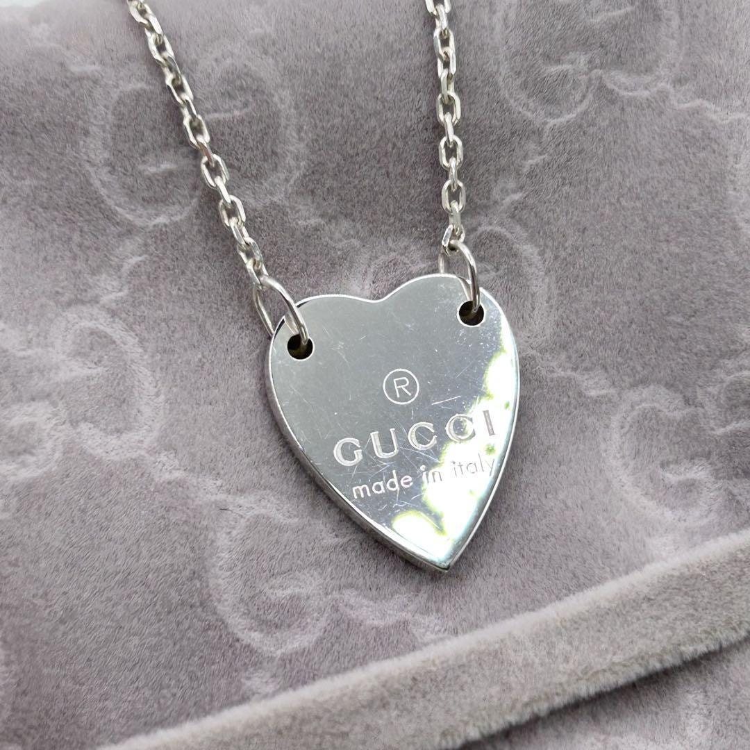GUCCI グッチ ハートプレート ロゴ ネックレス シルバー 925