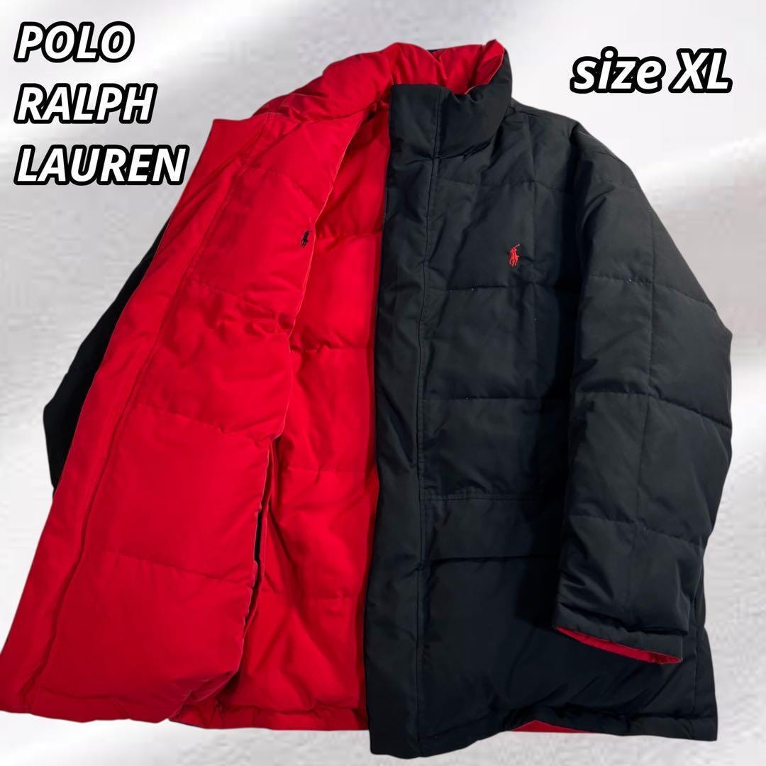 POLO by ラルフローレン ダウンジャケット リバーシブル XL 黒×赤