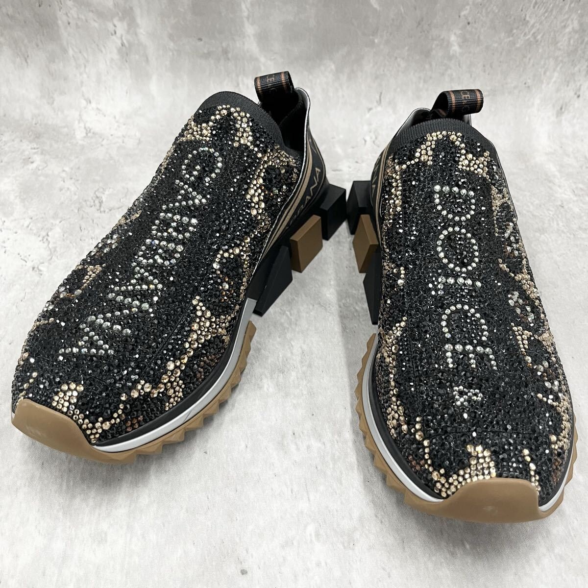 ドルチェ＆ガッバーナ ソレント ラインストーン ロゴ ニット スニーカー 42