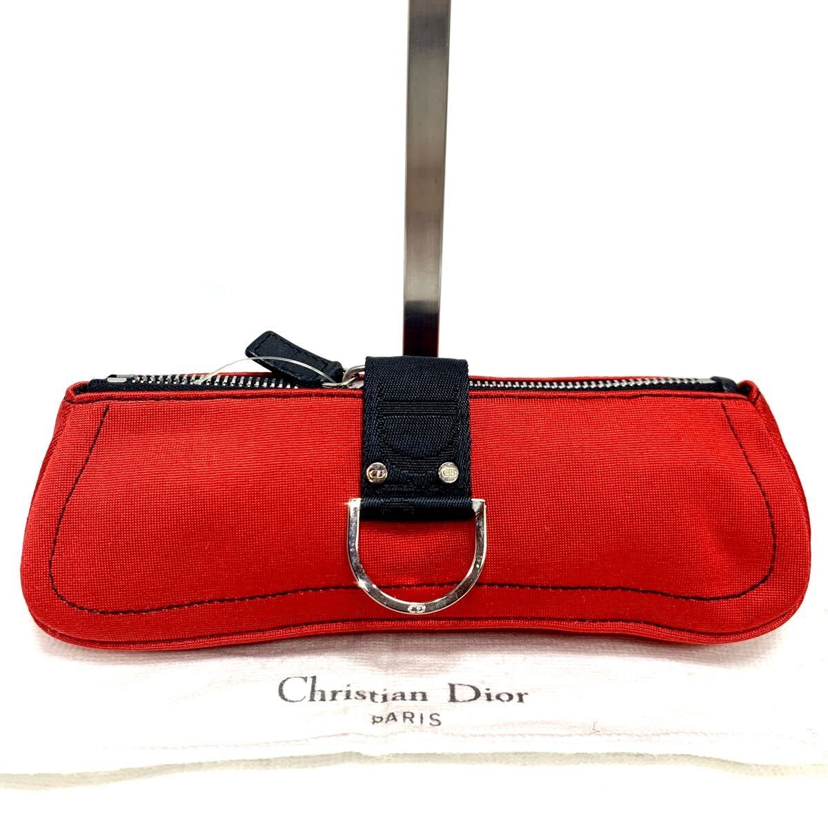 Christian Dior 赤 キャンバスポーチ保存袋付き