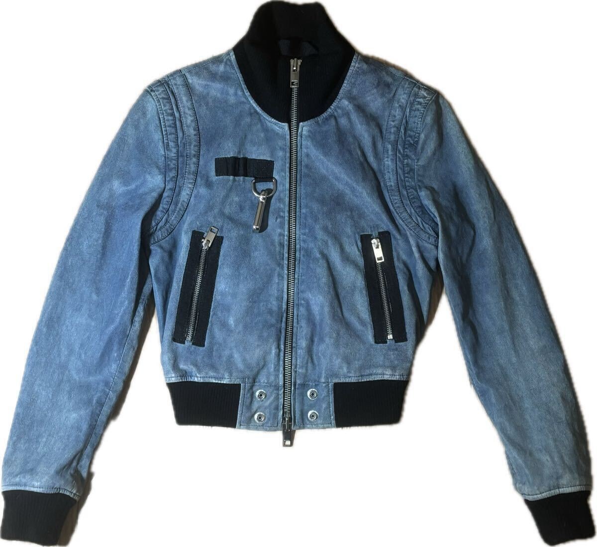 DIESEL ディーゼル レザージャケット ブルゾン Y2K　平成 レザー　古着 ジャケット デニム調 インディゴ スキン 