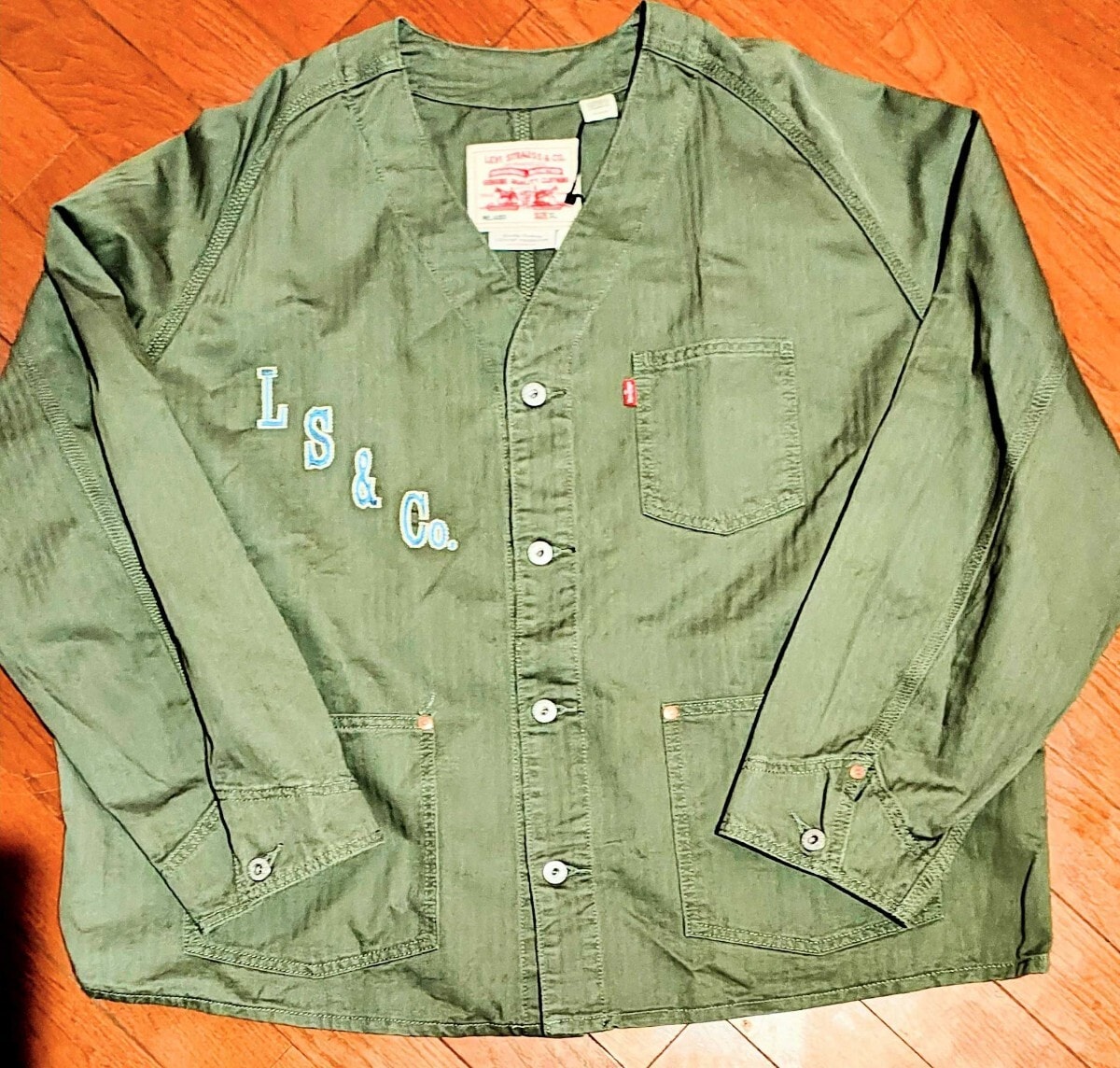 【新品未着用】Levi's ヘリンボーン ステッチ ワーク カーディガン　L