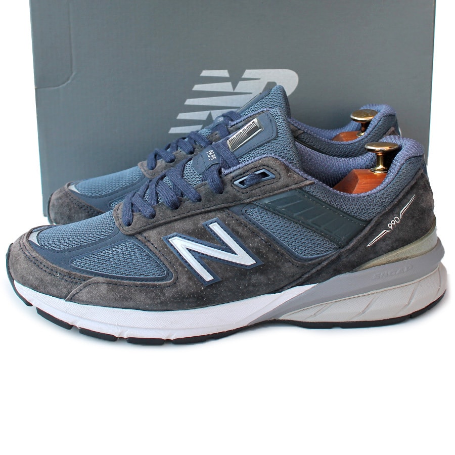 USA製★ニューバランス NEW BALANCE★ローカットスニーカー M990NV5 US8.5=26.5 ネイビー スウェード メンズ i-1178