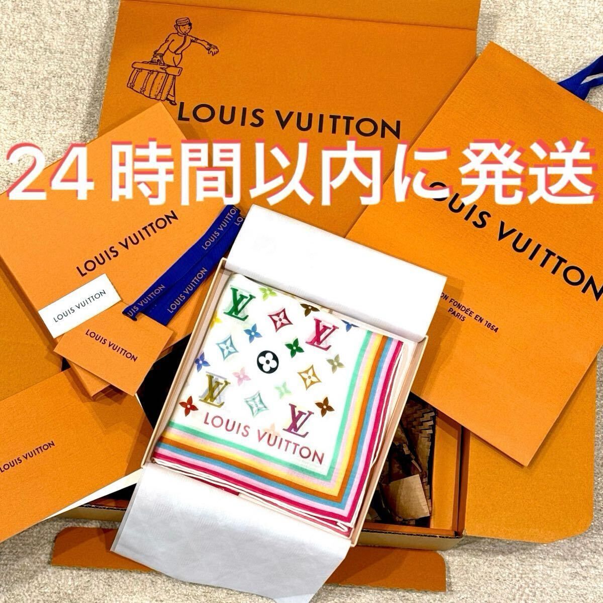 LOUIS VUITTON 村上隆　ショッパー　箱　新品 ルイヴィトン&村上隆コラボ 箱 ショッパー ステッカー｜Yahoo