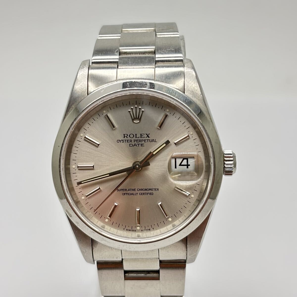 ロレックス オイスターパーペチュアル デイト 15200 シルバー文字盤 U番 中古 メンズ 腕時計 自動巻き メンズ