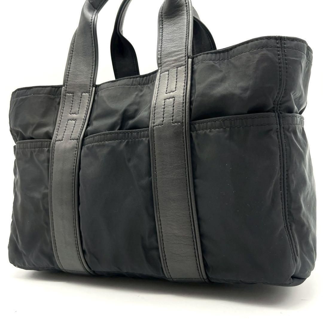 ベタなし エルメス アカプルコPM トートバッグ ハンドバッグ 黒 ナイロン HERMES ブラック