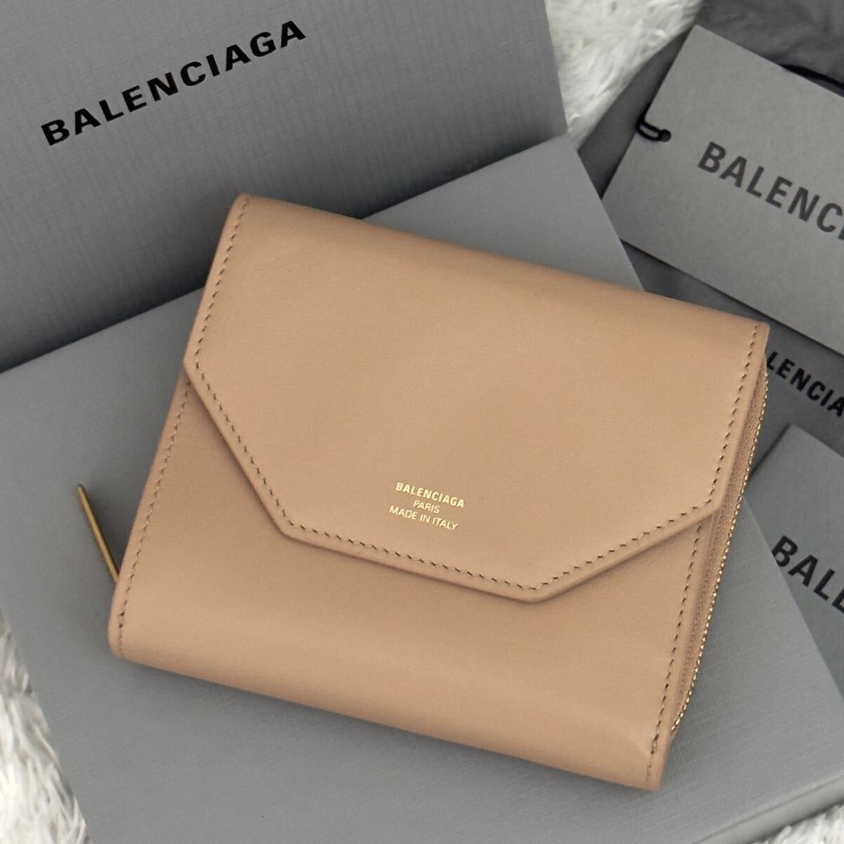 C (やや傷や汚れあり)】BALENCIAGA バレンシアガ PAPER TINY 三つ折り