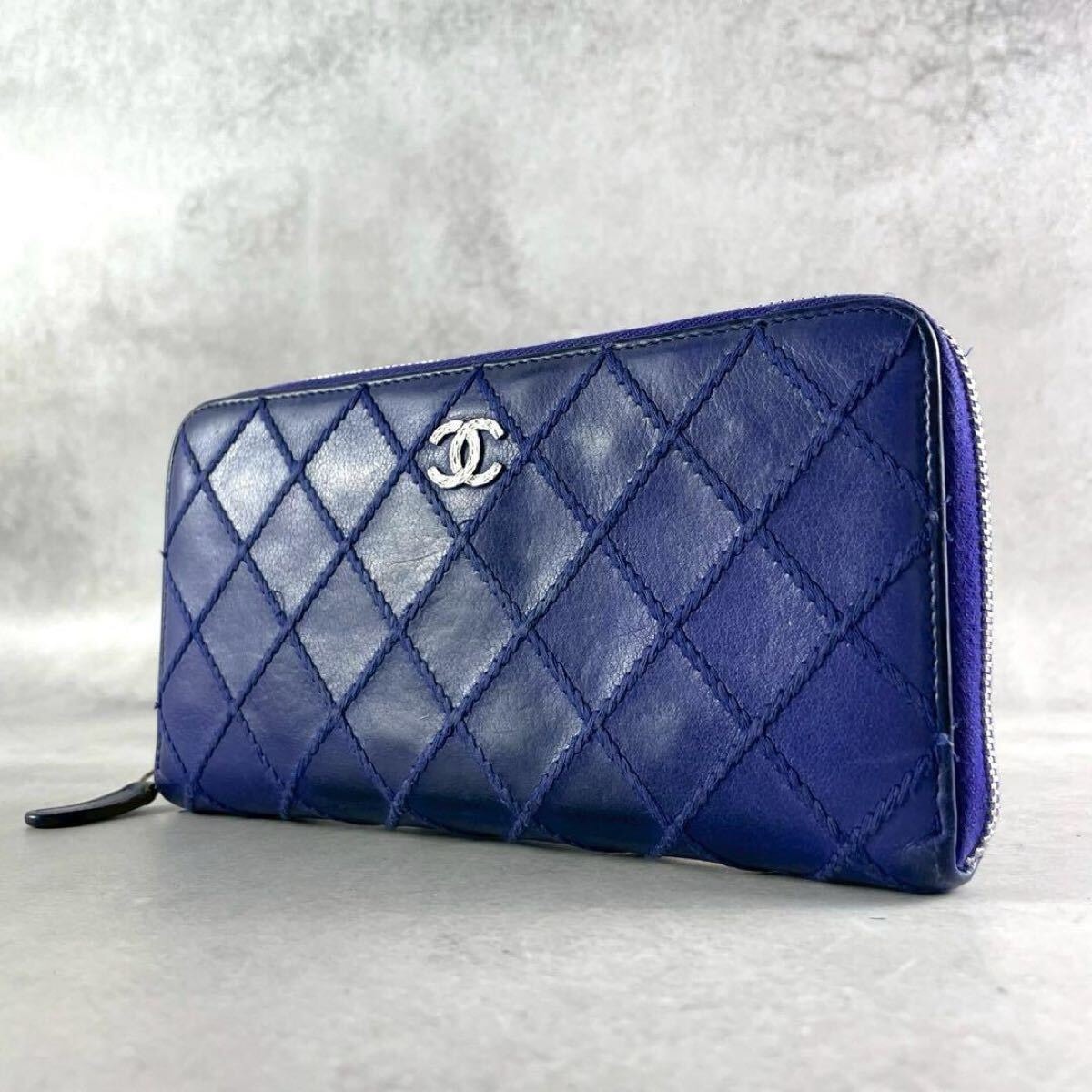 【6db0990-k】シャネル 財布 マトラッセ ラムスキン ベージュ シルバー金具【中古】レディース 6db0990-k】シャネル 財布 マトラッセ ラムスキン ベージュ シルバー