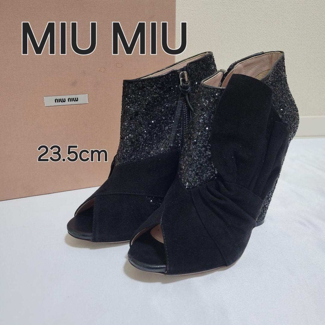 MIU MIU ミュウミュウ グリッター ブーティ パンプス 23.5cm