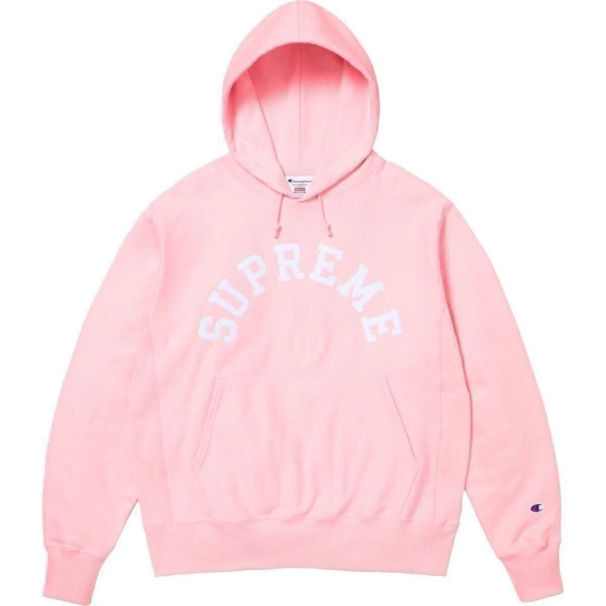国内正規品 supreme 25SS Champion Hooded Sweatshirt pink XL Xlarge シュプリーム チャンピオン スウェット フーディ カレッジ ロゴ FW