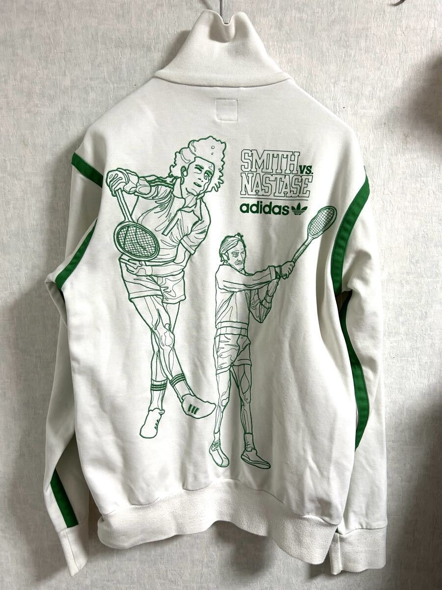 【レア品】 adidas アディダスジャージ スミスvsナスターゼ M 刺繍 トラックジャケット 白 グリーン ブルゾン