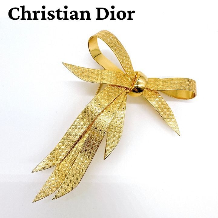 ChristianDior クリスチャンディオール 大振りリボン ピンブローチ