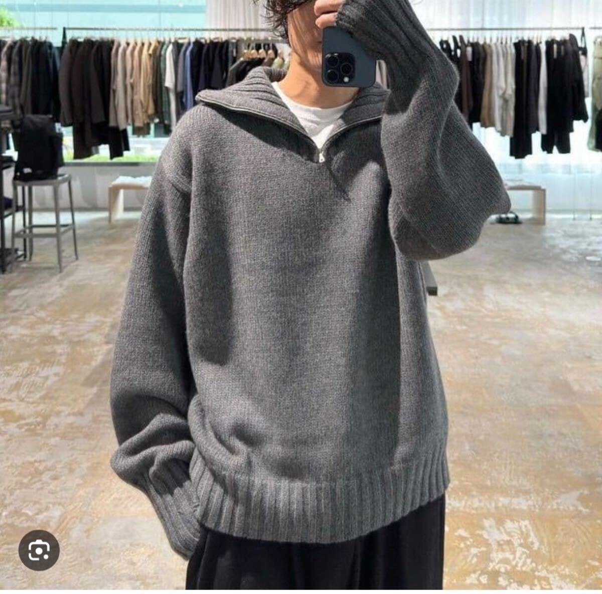 AURALEE WOOL SOFT CORD KNIT HALF ZIP P/O ニット