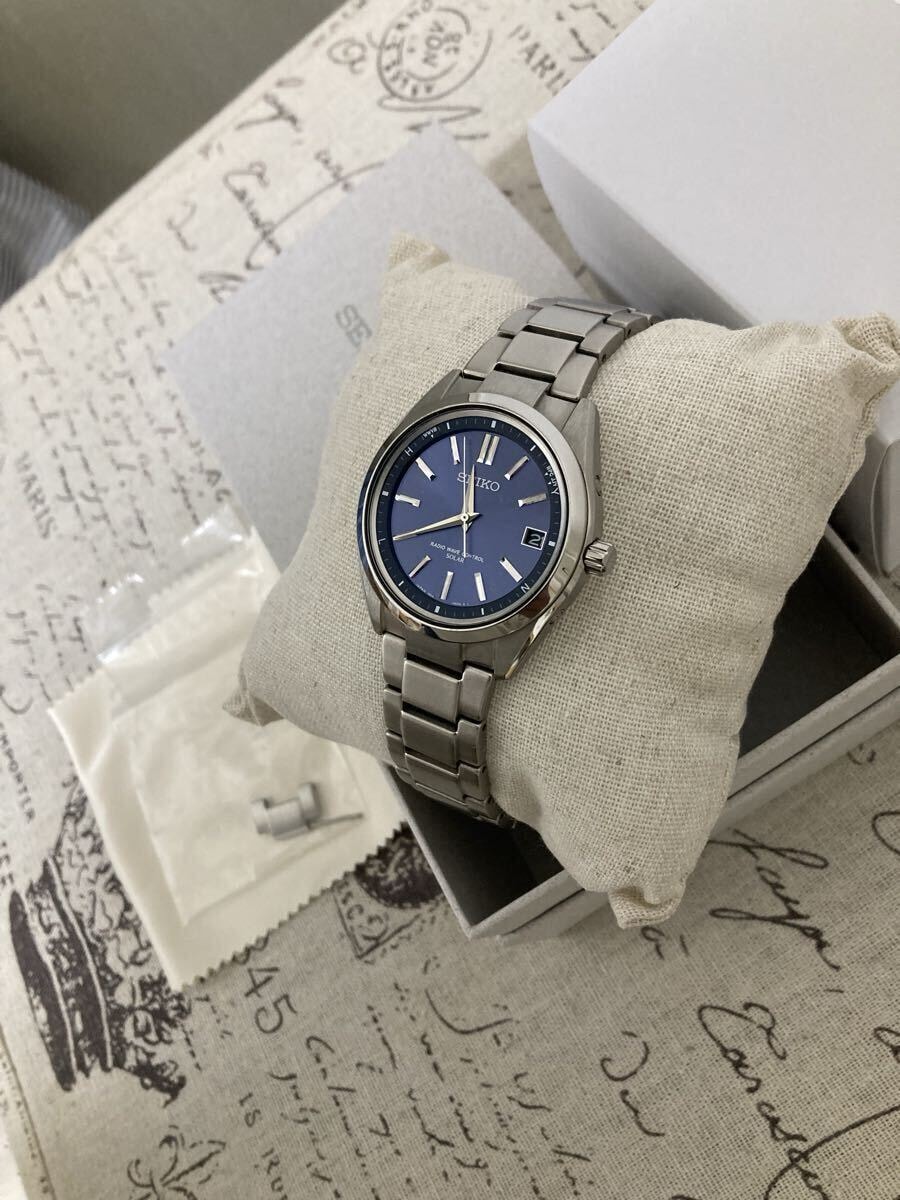美品！ セイコー SEIKO ブライツ GS チタン チタニウム ブルー 電波ソーラー sagz081