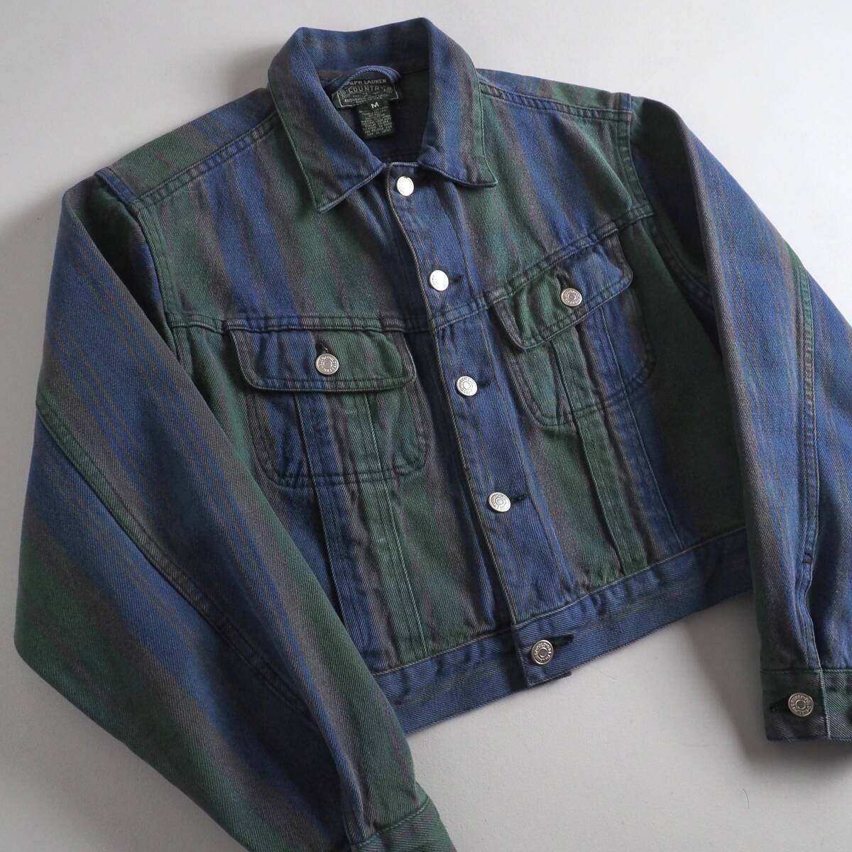 ラルフローレン　Ralph Lauren　USA製　希少タグ　デニムジャケット　チェック柄　美品　メンズ