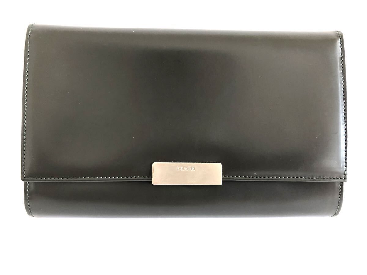 目立った傷や汚れなし】PRADA プラダ 長財布 レザー ブラックの