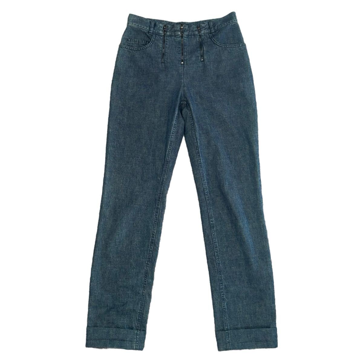 B (目立った傷や汚れなし)】CHANEL コットン デニムパンツ 38 ブルー  