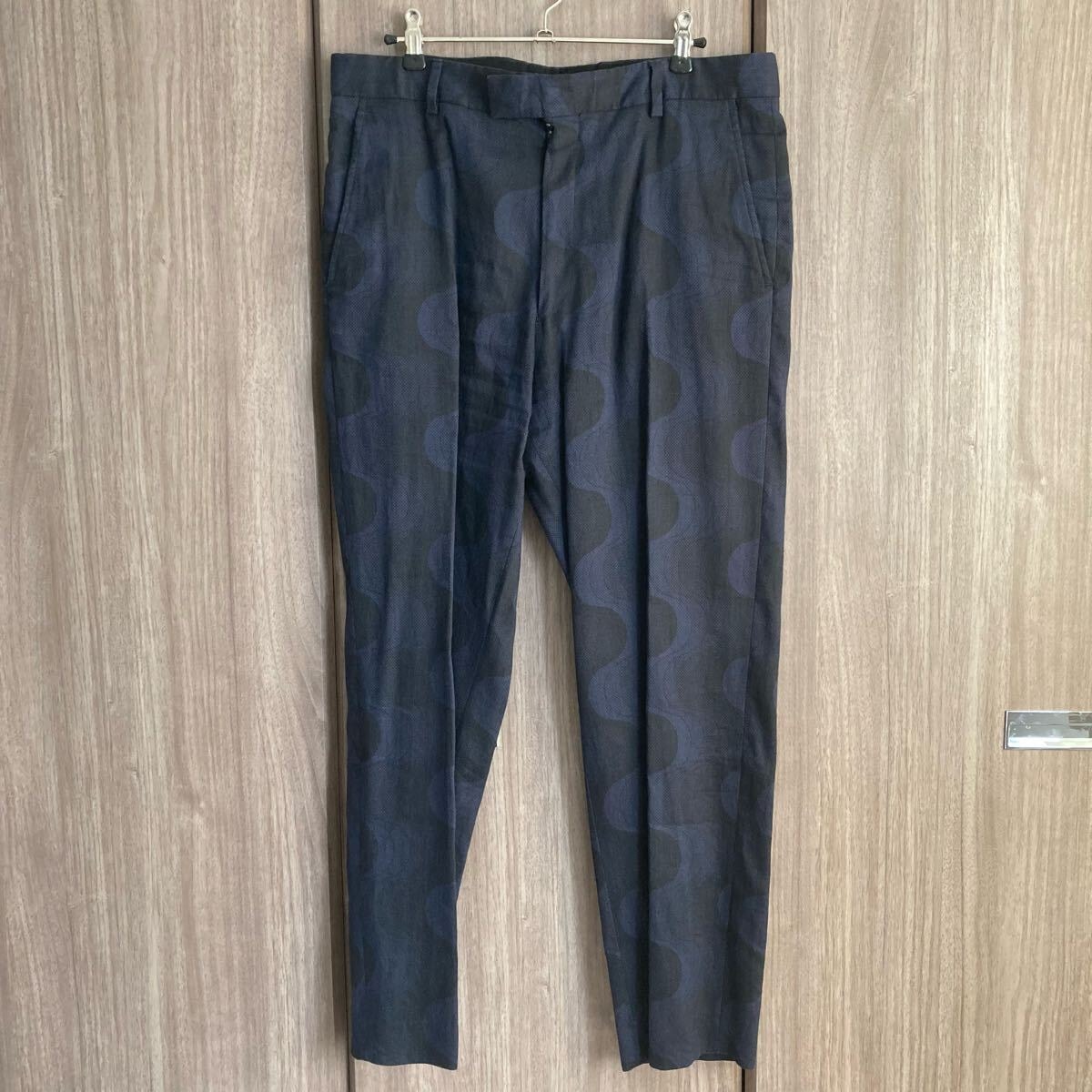 美品 2019ss パントン期 DRIES VAN NOTEN スラックス パンツ ネイビー ドリスヴァンノッテン ウェーブ PANTON ブラック