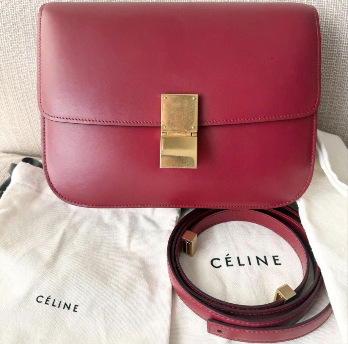 CELINE セリーヌ　クラシックボックス　ショルダーバッグ　赤　フィービー期　収納袋