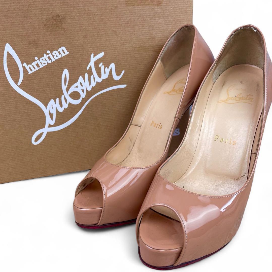 クリスチャンルブタン　オープントゥ　ハイヒール　パンプス　エナメルレザー　36　Christian Louboutin 
