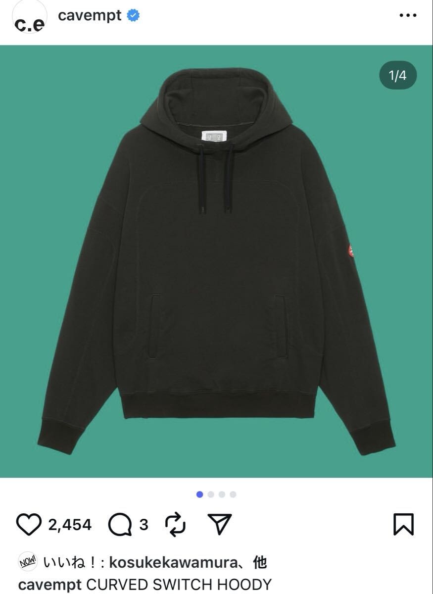 美品 C.E cav empt CURVED SWITCH HOODY XL