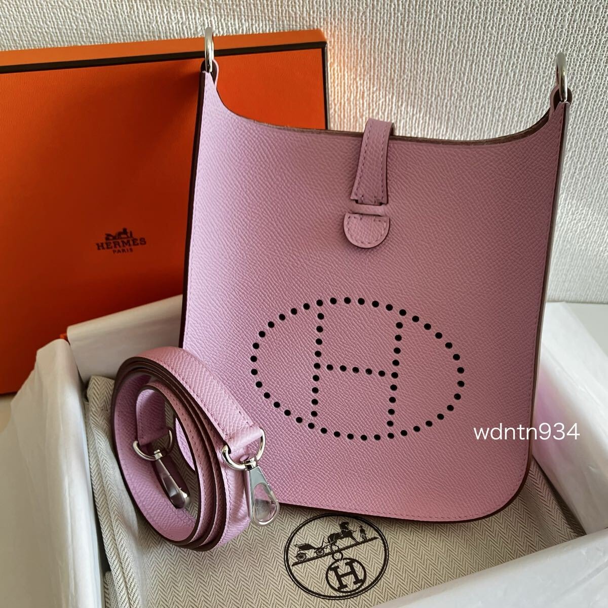 エルメス 新品 付属品完備 ミニエブリン セリエ 16 TPM シルバー金具 K刻印 ピンク系 ショルダーバッグ ミニエヴリン 外縫い