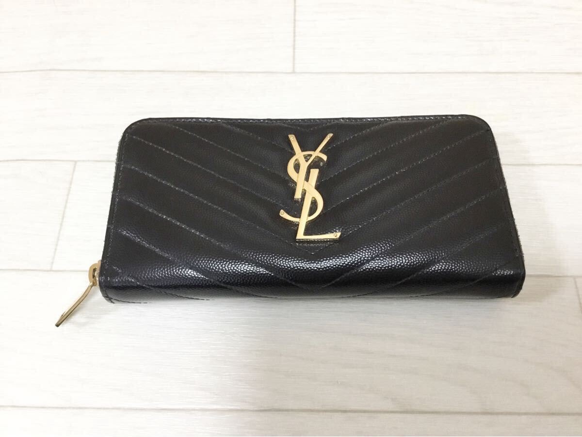 YSL イヴサンローラン 長財布 ラウンドファスナー ブラック