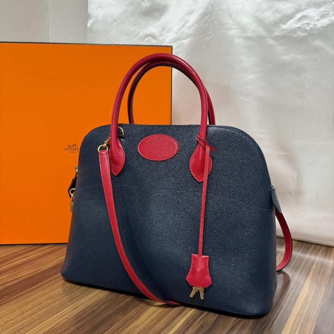 ★鑑定済み 極美品★HERMES バッグ ボリード35 バイカラー 2way ハンドバッグ ショルダーバッグ