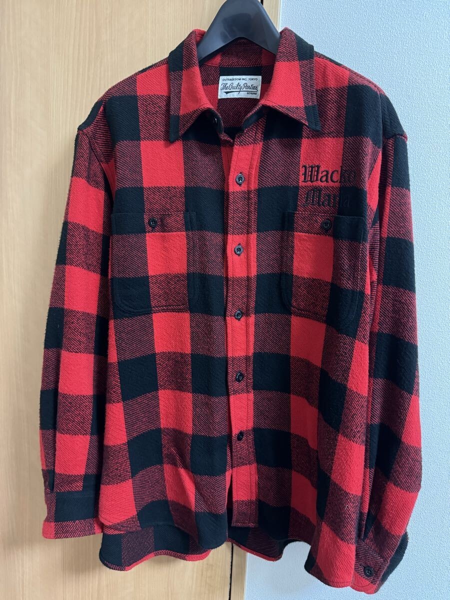 wackomaria24SS刺繍ネルシャツレッドLジャケットスラックスワコマリアsupremeオンブレ