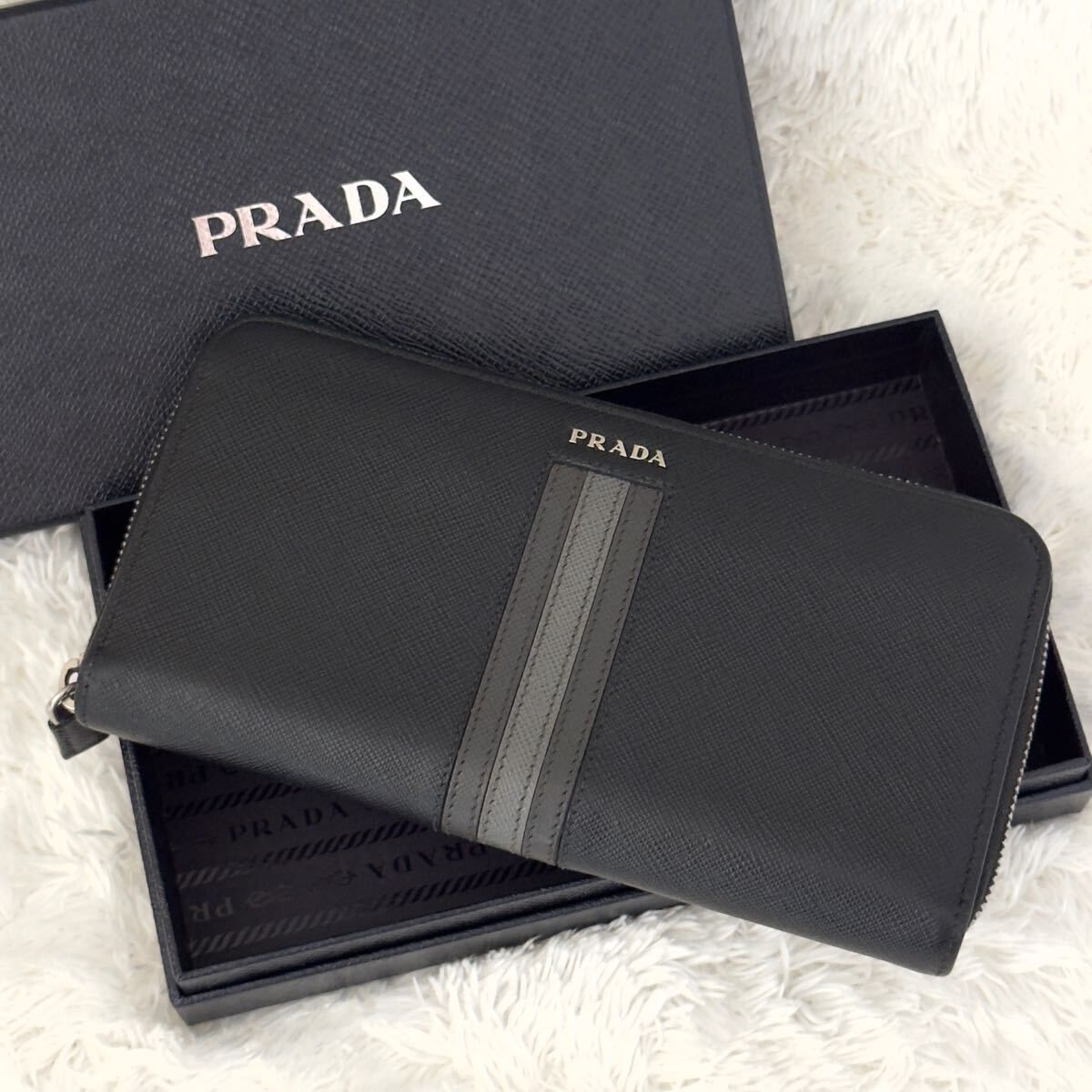 ☆美品☆激レア PRADA プラダ サフィアーノ レザー 財布 ラウンドファスナー ジップアラウンド ブラック