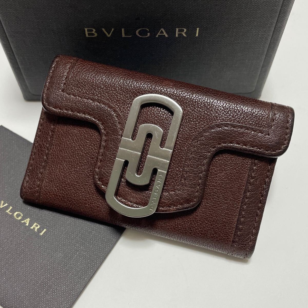 ★BVLGARI ブルガリ 6連 キーケース パレンテシ レザー ブラウン【鑑定済み 本物保証】