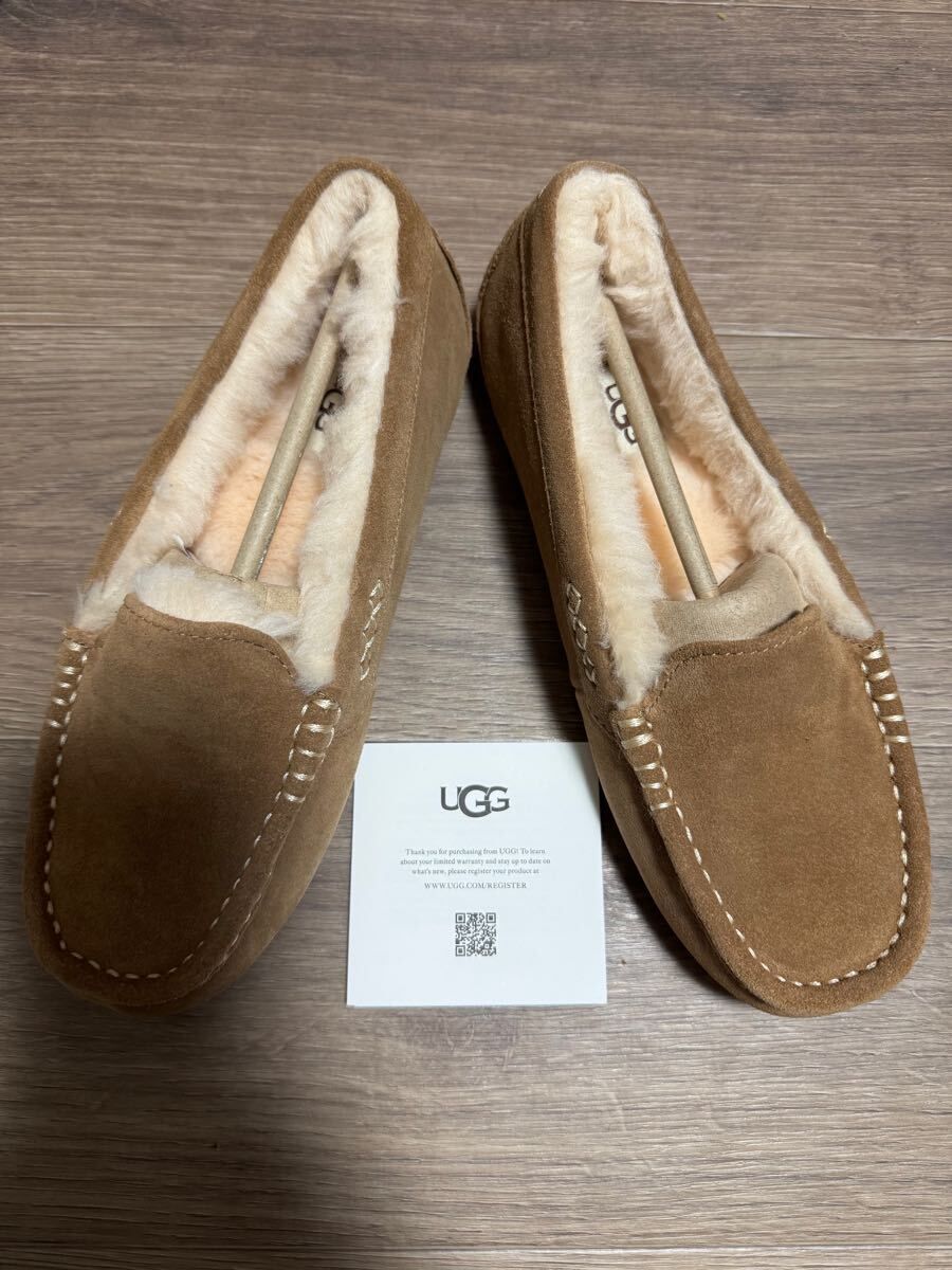 新品未使用！正規品UGGアンスレー チェスナット25センチ UGG アグ モカシン スエード Ansley ムートン 靴 ローファー シューズ