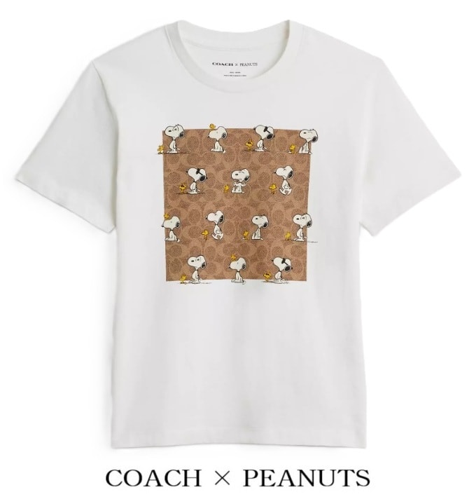 とっても可愛い♪ 大人気 COACH コーチ X ピーナッツ 限定コラボ シグネチャー スヌーピー プリント Tシャツ USサイズS CBF06 新品本物