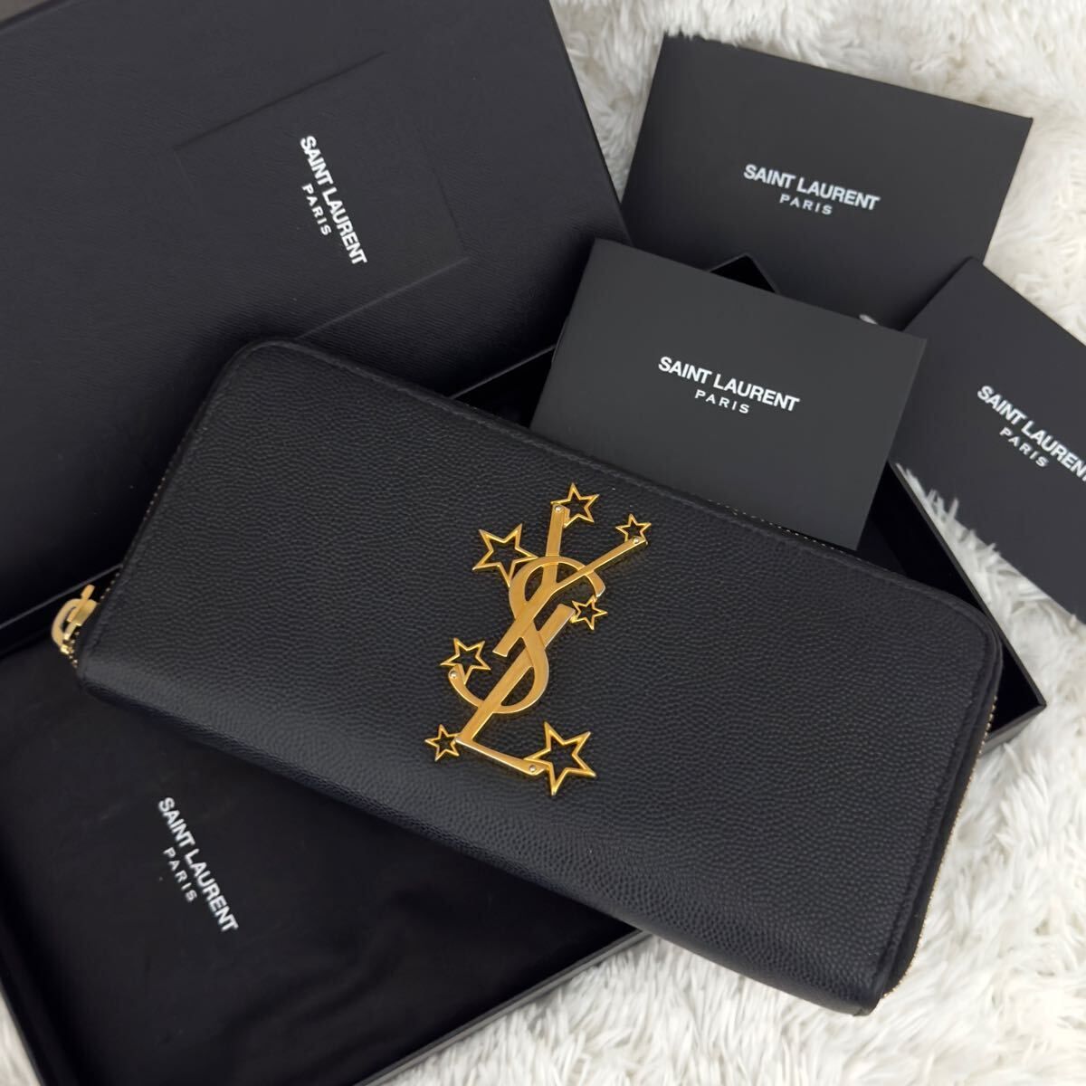 ☆美品☆SAINT LAURENT サンローラン ラウンドファスナー 長財布 ゴールド金具 カサンドラ ジップアラウンド 