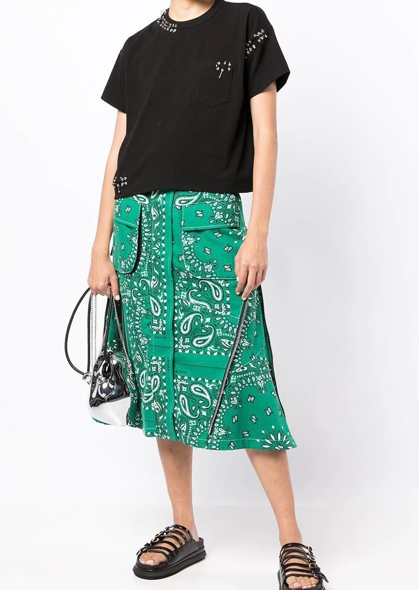 完売★sacaiサカイ★ペイズリー柄デニムスカートバンダナBandana Print Skirt　22-05927
