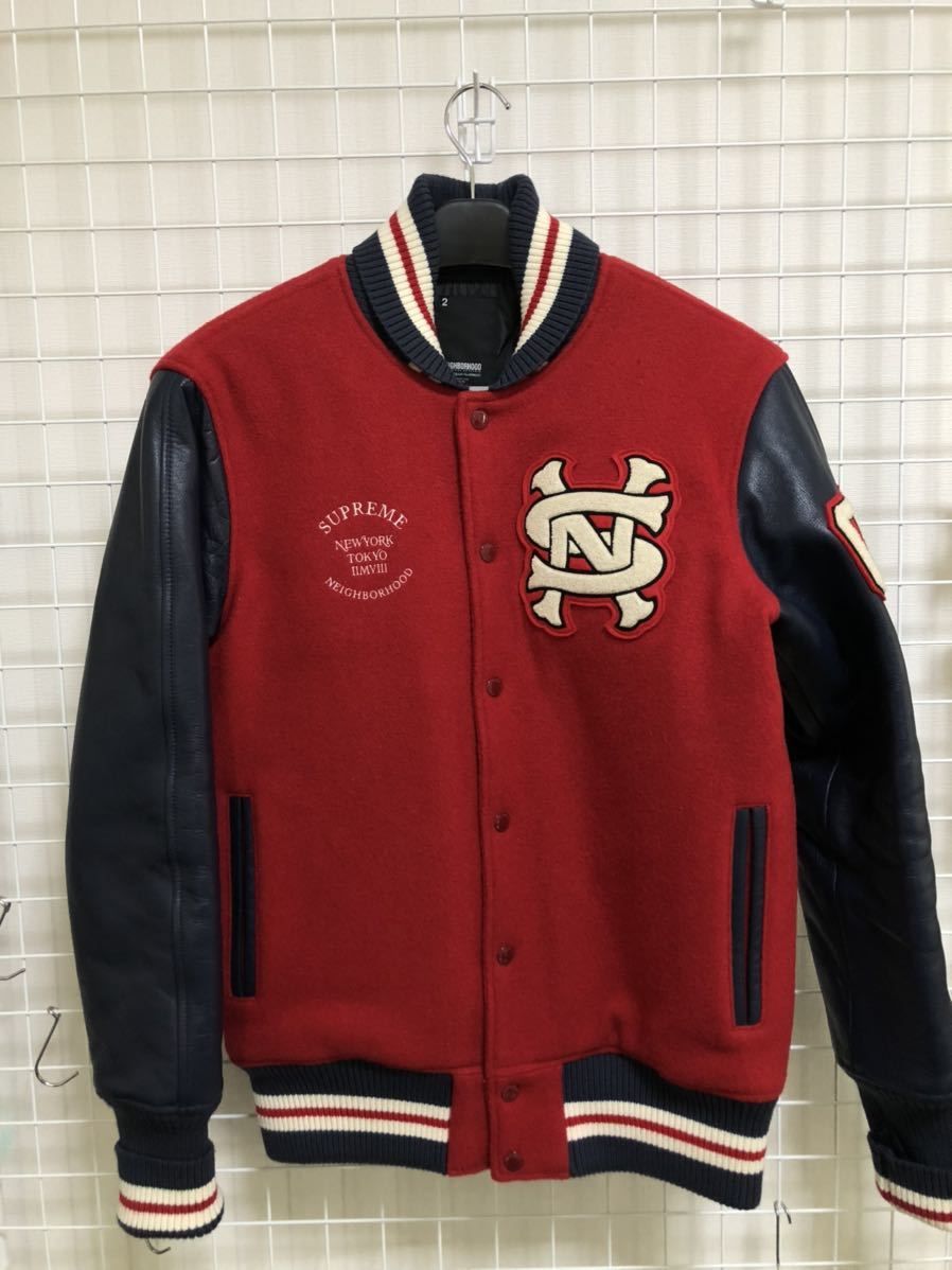 SUPREME NEIGHBORHOOD レザースタジャン 赤紺 サイズ2(M) Supreme限定  