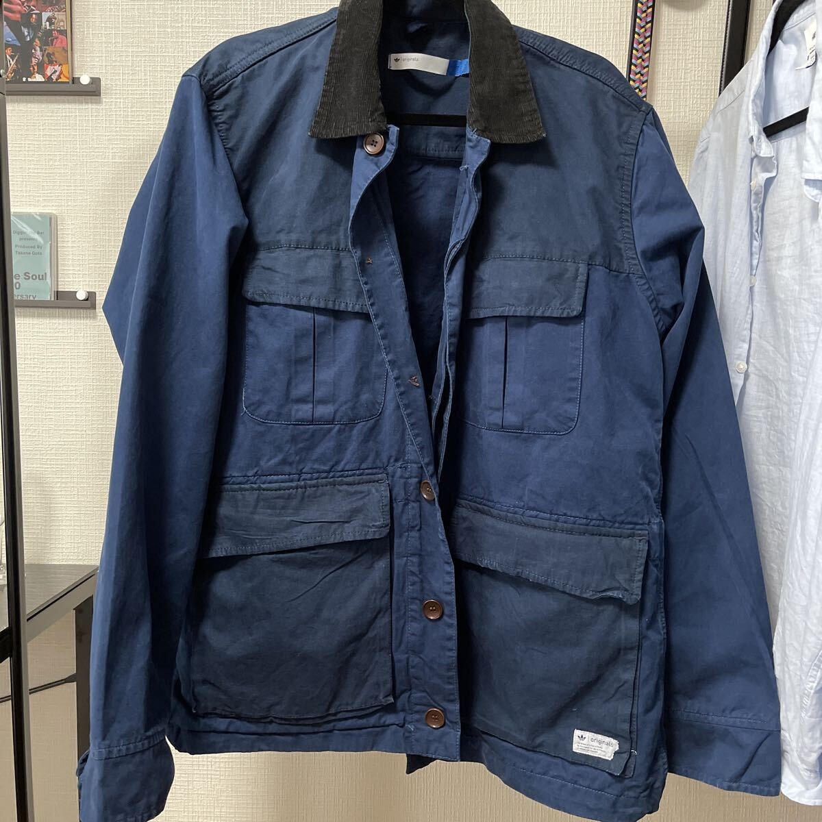 希少　adidas originals カバーオール　ＸＬ　ネイビー　コットン ジャケット アウター ネイビー