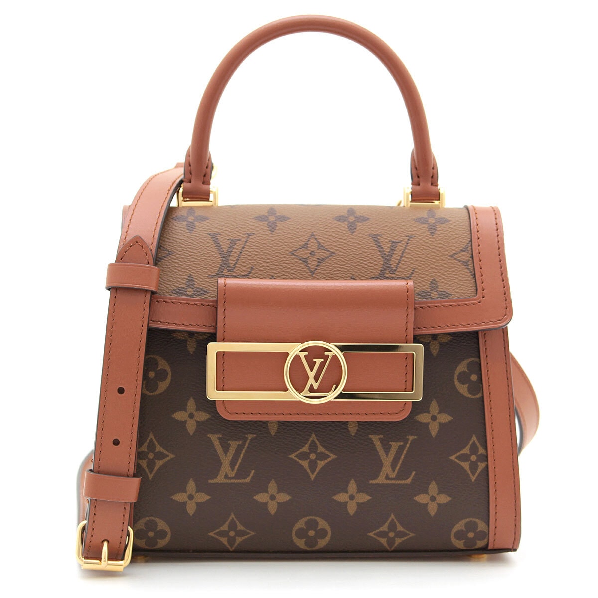 中古美品 LOUIS VUITTON ルイヴィトン ハンドバッグ モノグラム モノグラムリバース ドーフィーヌ キャピタル M46751 ブラウン Aランク
