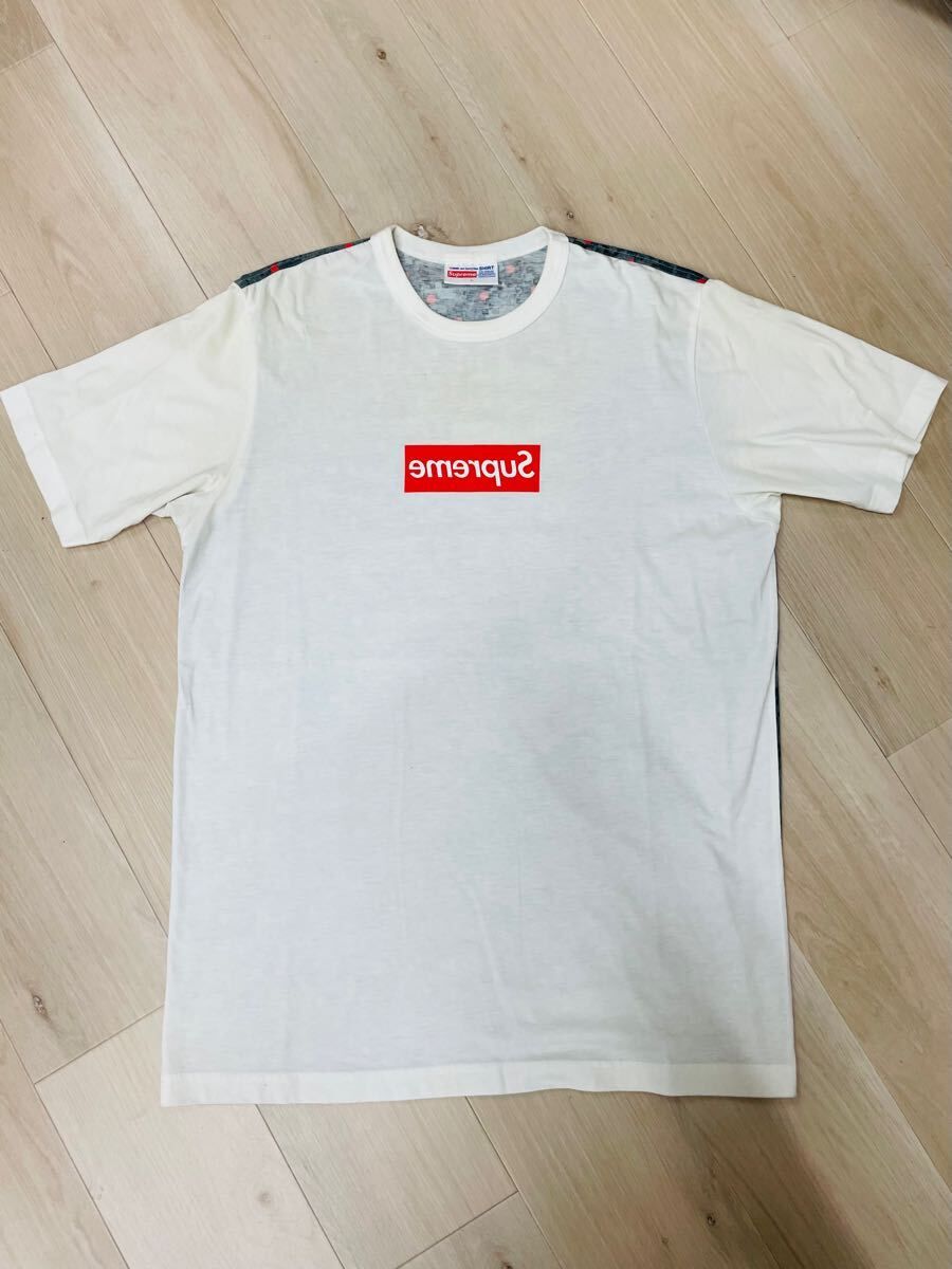 13ss supreme COMME des GARCONS BOX LOGO Tシャツ Lサイズ シュプリーム コムデギャルソン 反転　ボックスロゴ　