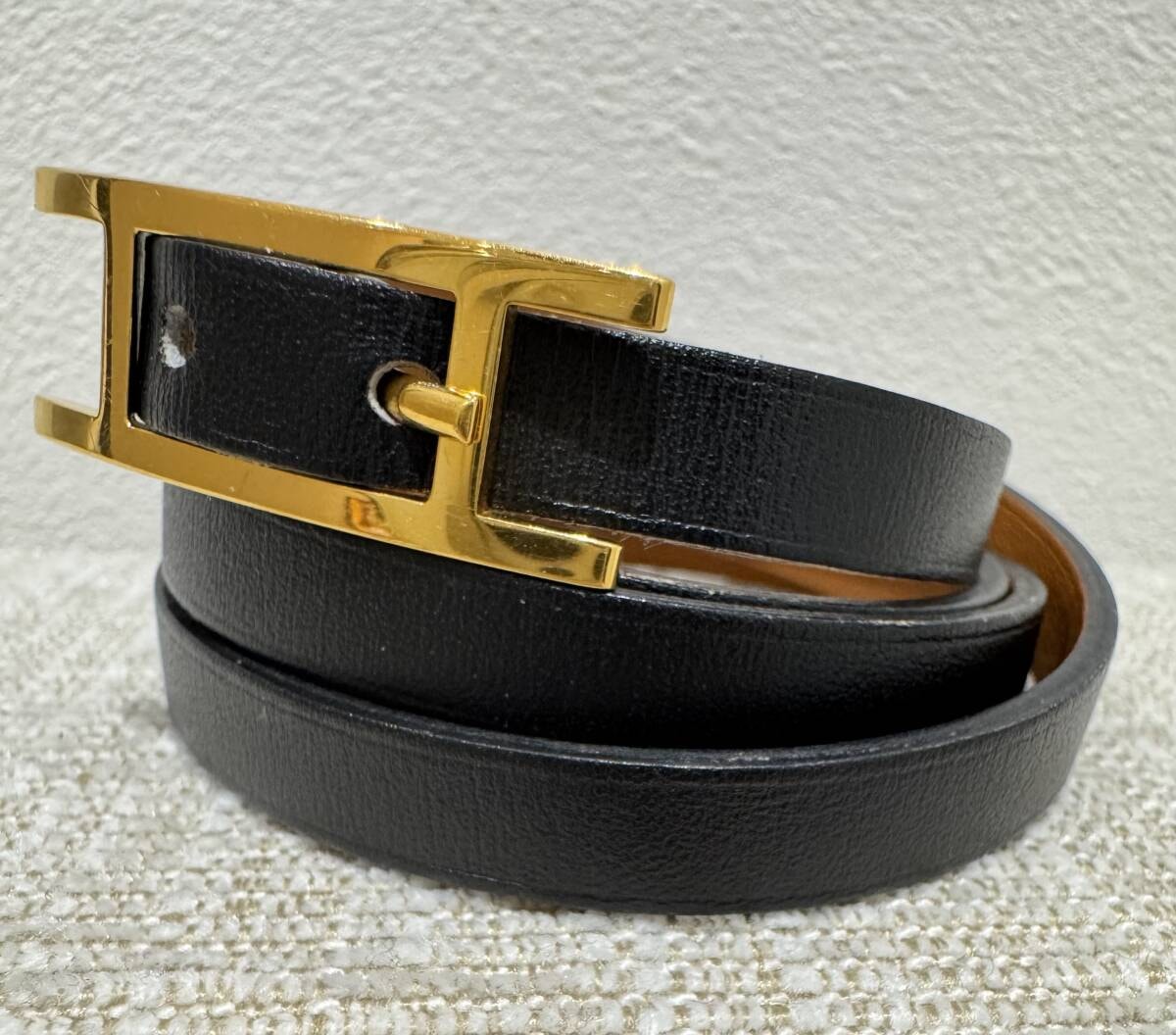 Herms エルメス ビーアピ 4連ブレスレット □P刻印 2012年製 ブラック×ゴールド金具