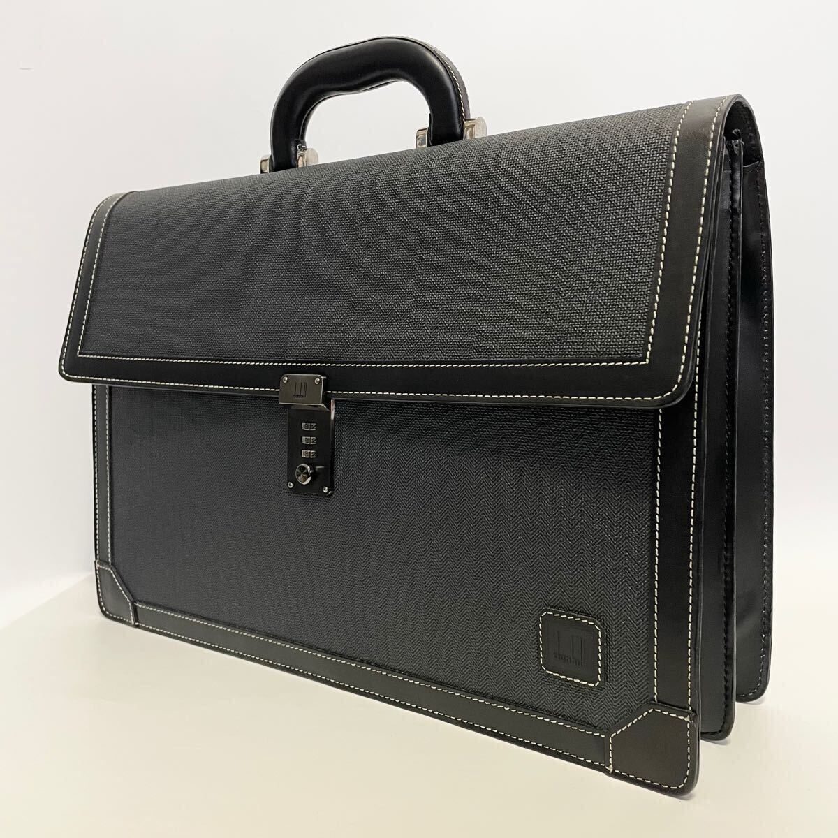 ★dunhill ダンヒル ブリーフケース ビジネスバッグ ダイヤルロック式 ブラック系【鑑定済み 本物保証】