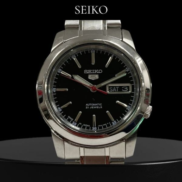 【稼働品】セイコー　SEIKO 5 7S26C-02W0 　2011年9月製造　自動巻き 21石 裏スケルトン ブラック文字盤 メンズ腕時計 デイデイト