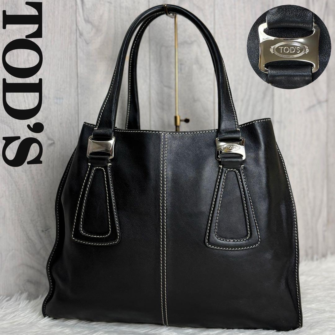 B (目立った傷や汚れなし)】美品 TOD'S トッズ ロゴ ホワイトステッチ