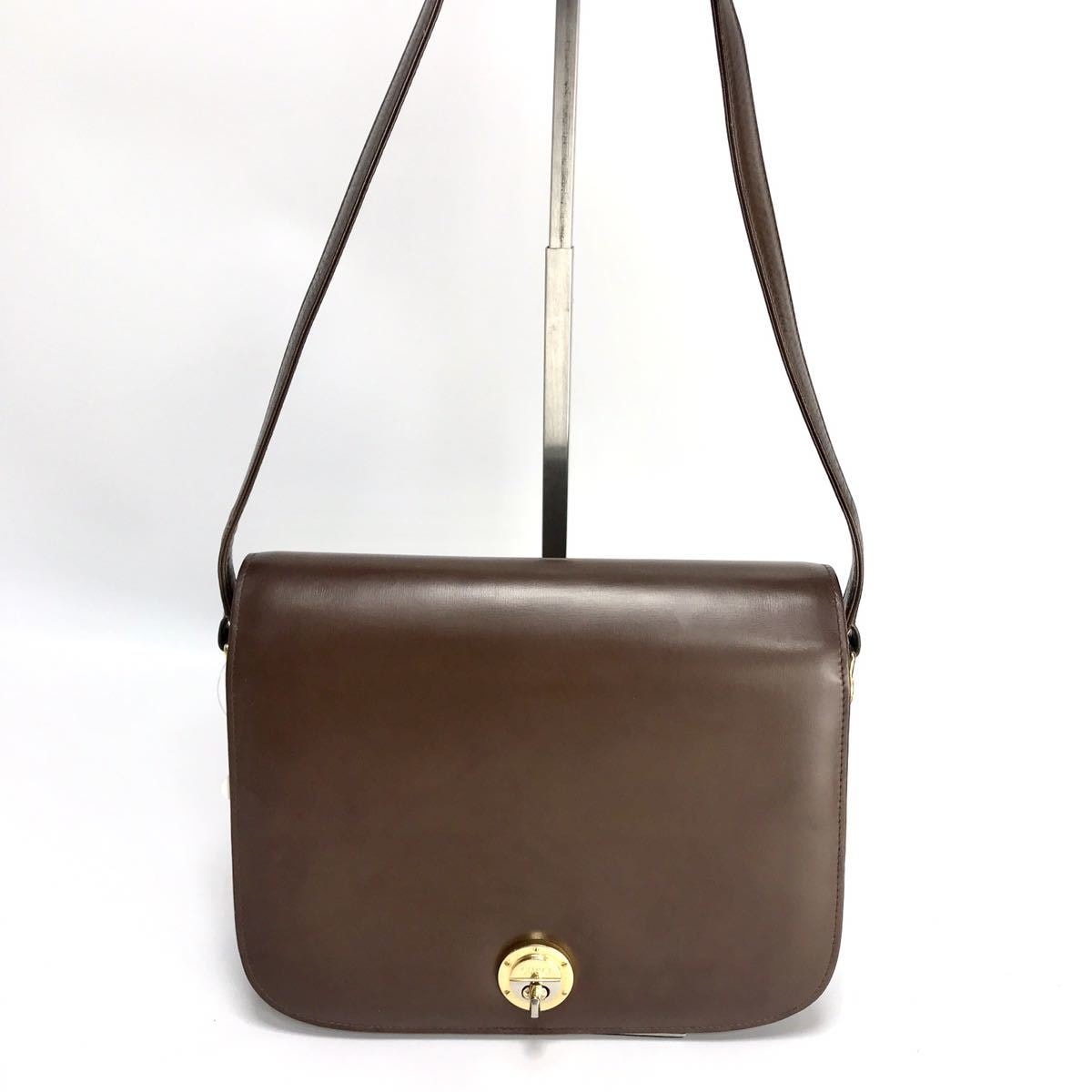 C (やや傷や汚れあり)】GUCCIグッチレザーショルダーバッグブラウンの
