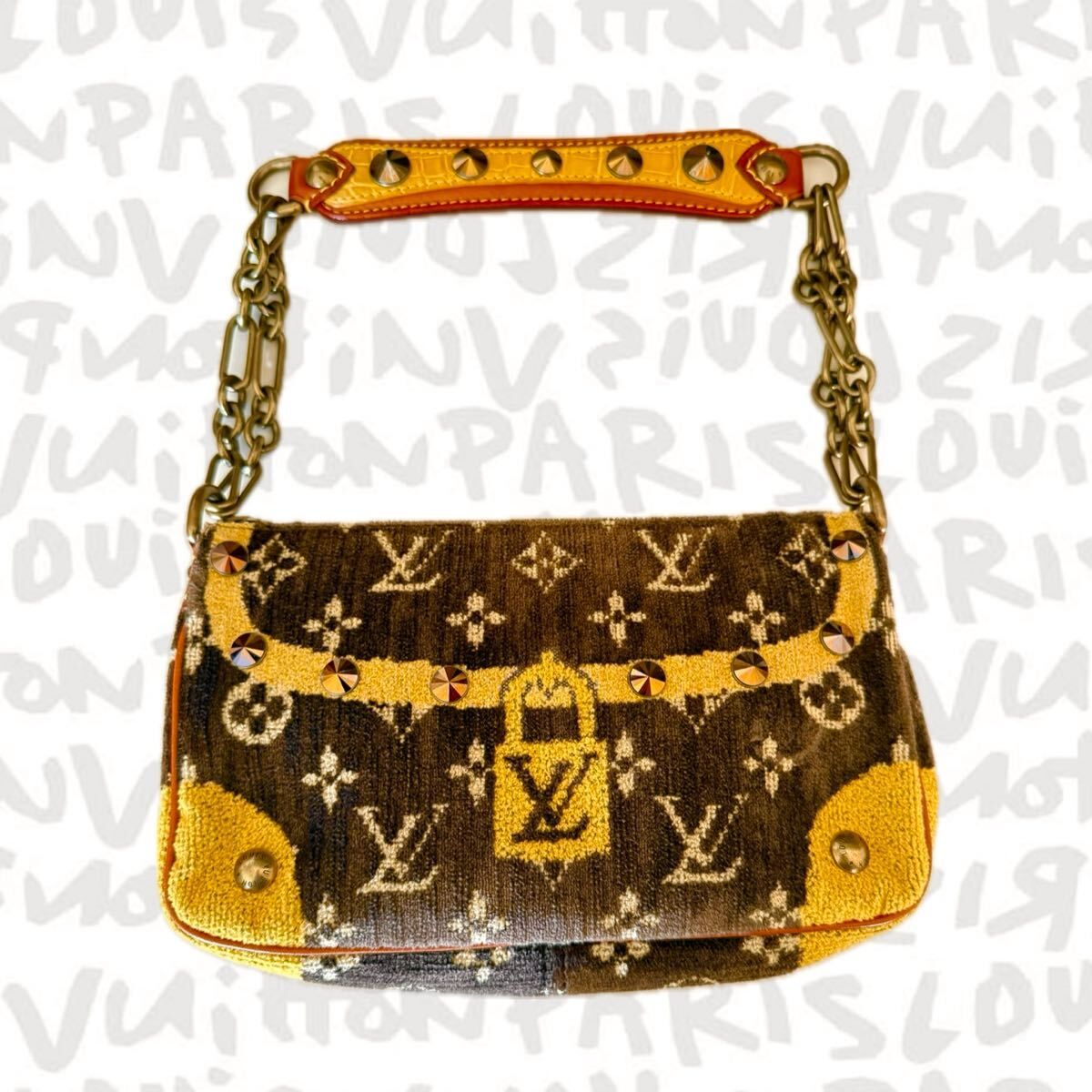 【美品】LOUIS VUITTON 限定 ルイヴィトン トロンプルイユ トロカデロ モノグラム・ベルベットショルダーバッグ 