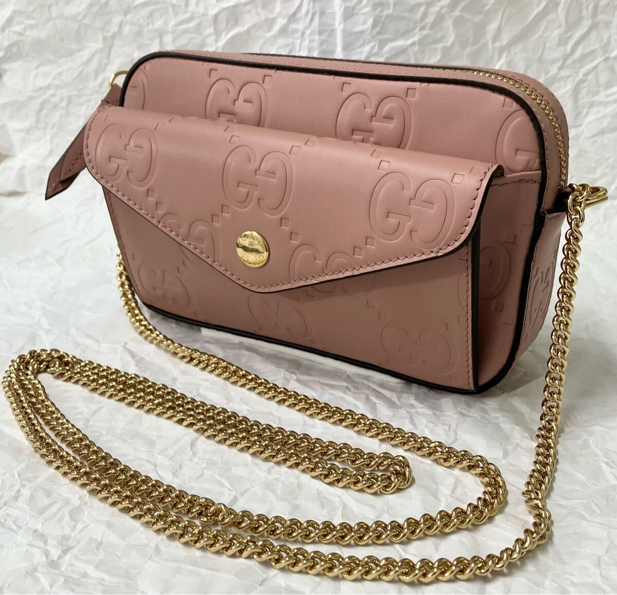 【未使用品】 GUCCI グッチ 781554 GG ミニ ショルダーバッグ サコッシュ ピンク