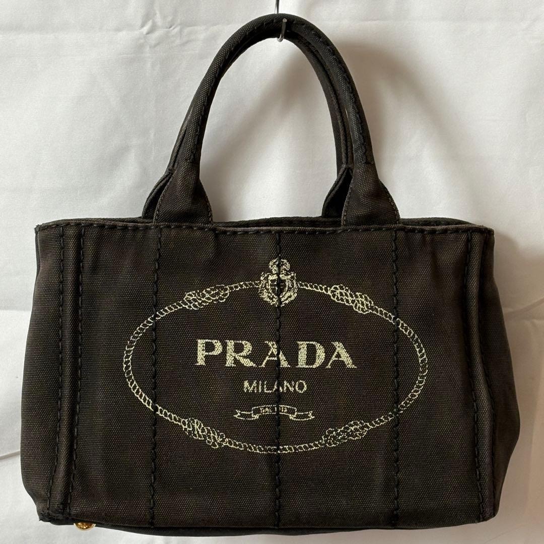 B (目立った傷や汚れなし)】PRADA カナパ キャンバス ミニトート 黒