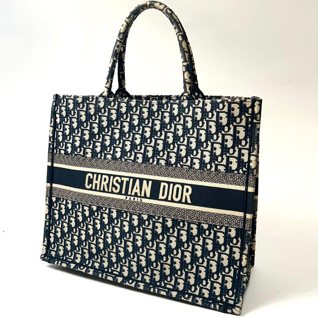 Dior トロッター　ブックトート　キャンバス　ラージ　トートバッグ　ネイビー