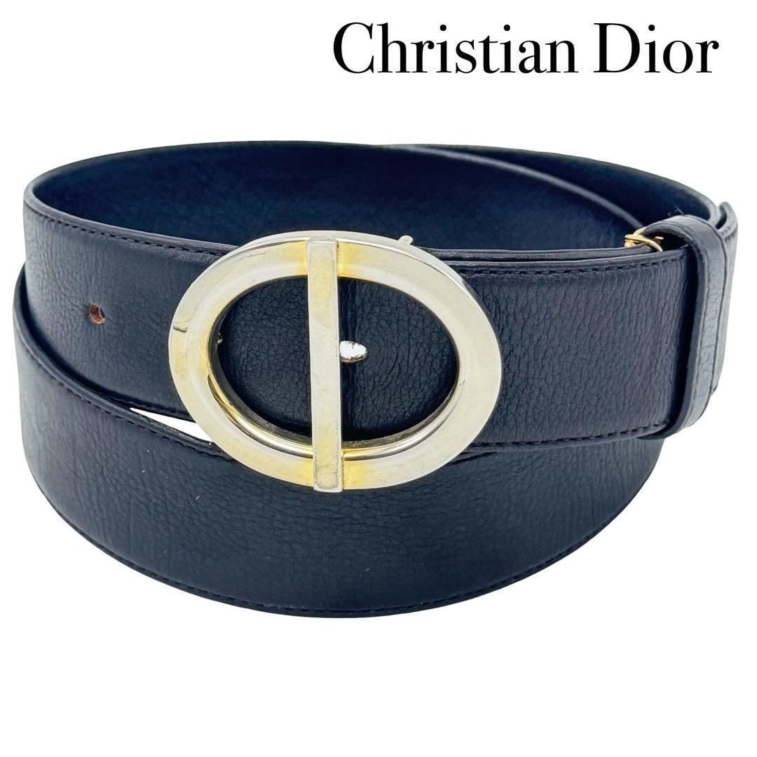 Dior ブラックレザーベルト ゴールドバックル Dior ブラックレザーベルト ゴールドバックル Dior ブラック
